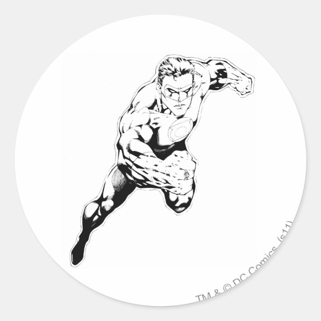 Pegatina Redonda Comic Style - Swift Jump, Black and White (Anverso)
