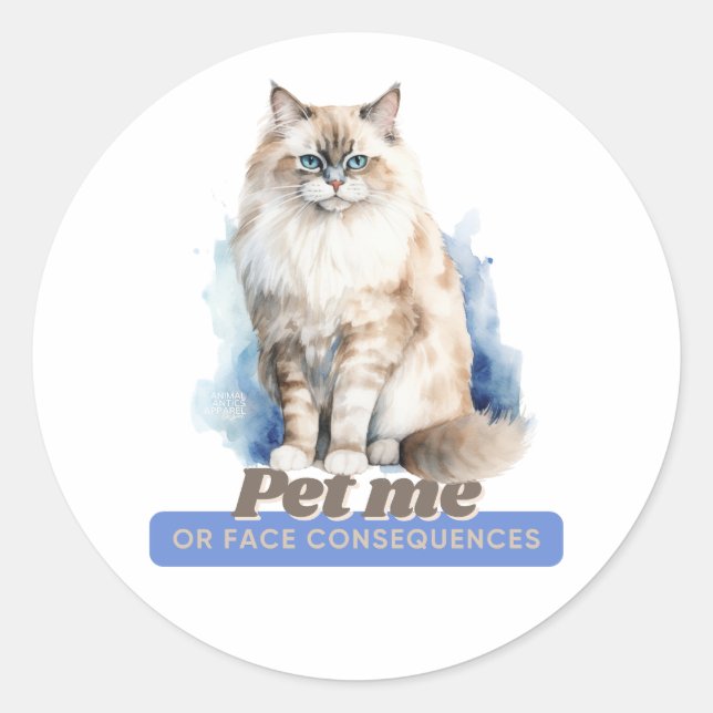 Pegatina Redonda Comical Kitten Gifts para los amantes del gato (Anverso)