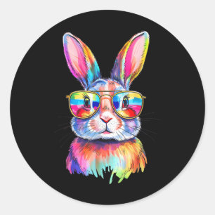 Pegatina Redonda Cómico Conejo de Pascua Sungles Tie Dye Hombres Mu