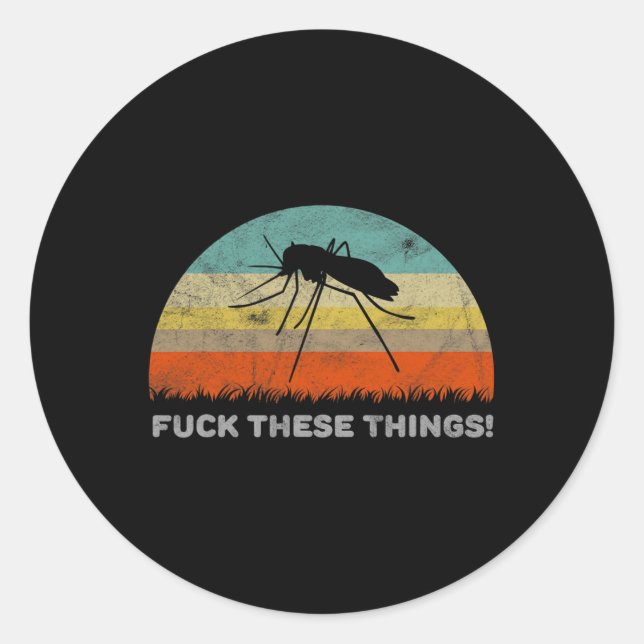 Pegatina Redonda Cómico Esto Cosas Mosquito  (Anverso)