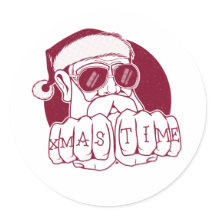 Cómico Gangsta Santa Navidades Time Knuckle Tattoo