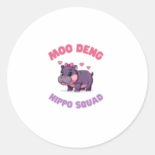 Pegatina Redonda Cómico MOO DENG HIPPO SQUAD Hippo Revolution Zook