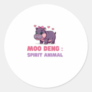 Pegatina Redonda Cómico MOO DENG SPIRIT ANIMAL Adventure Seeker Ou