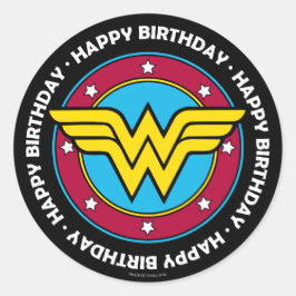 Pegatina Redonda Comics de DC | Logo Círculo y estrellas de la muje