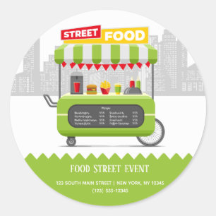 Pegatina Redonda Comida callejera