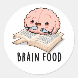 Pegatina Redonda Comida cerebral Graciosa Anatomía Pun