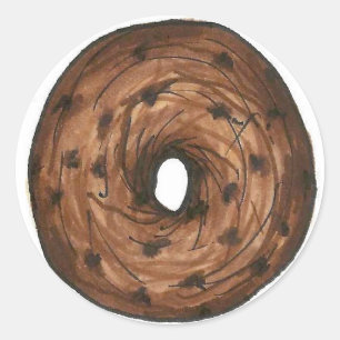 Pegatina Redonda Comida Cinnamon Raisin Bagel NYC Bagels Desayuno