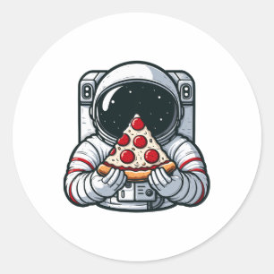 Pegatina Redonda Comida de animales astronautas Pizza Margherita Co