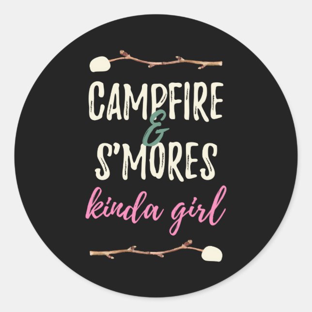 Pegatina Redonda Comida de camper de Campfire S'Mores Kinda (Anverso)