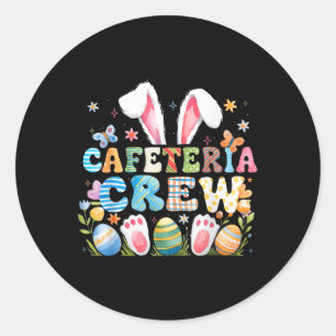 Pegatina Redonda Comida de conejito dulce Lady Cafeteria Crew Feliz