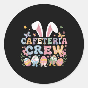 Pegatina Redonda Comida de conejito dulce Lady Cafeteria Crew Feliz