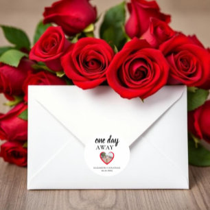 Pegatina Redonda Comida de ensayo de fotos del corazón a un día de 