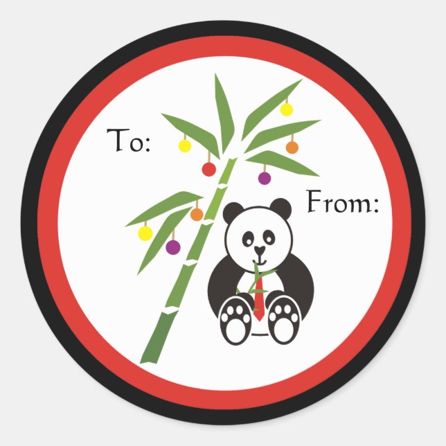Pegatina Redonda ¡Comida de Navidades de Panda! (Anverso)