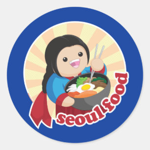 Pegatina Redonda Comida de Seúl
