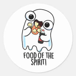 Pegatina Redonda Comida Del Espíritu Chiste Divertido De Fantasma 