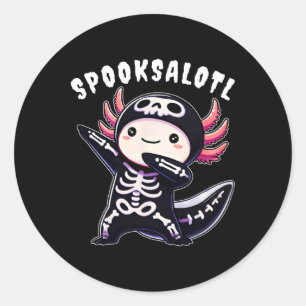 Pegatina Redonda Comida divertida Axolotl Halloween Para Niños Chic