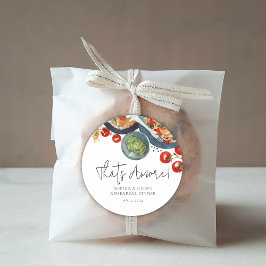 Pegatina Redonda Comida Italiana Acuarela Que Es Amor Favores