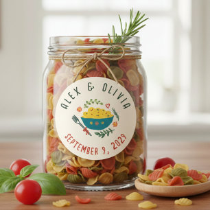Pegatina Redonda Comida Italiana That's Amore BODA PERSONALIZADA 