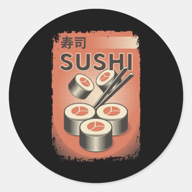 Pegatina Redonda Comida japonesa de sushi perfecta | Diseño de esti (Anverso)