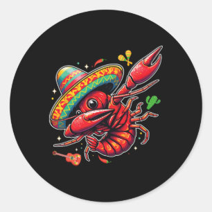 Pegatina Redonda Comida Mexicana De Cinco De Mayo Fiesta Divertida
