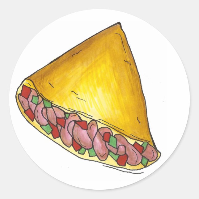 Pegatina Redonda Comida para desayuno de huevos de Denver Colorado  (Anverso)