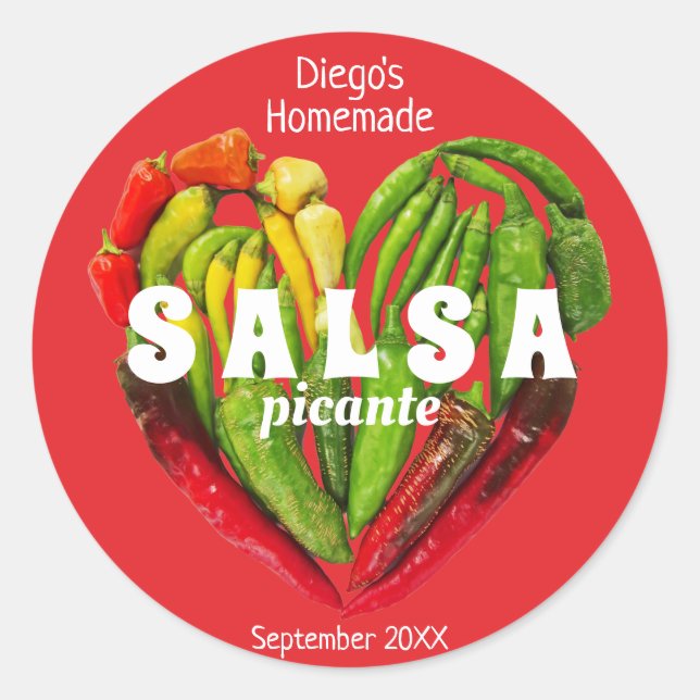 Pegatina Redonda Comida para el corazón de chile picante picante (Anverso)