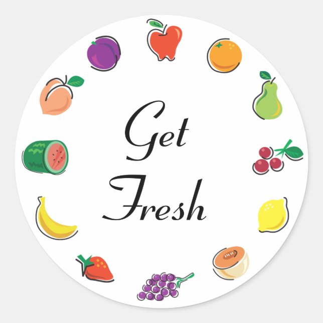 Pegatina Redonda Comida para Thought_Circle de Citrus_Get Fresco (Anverso)