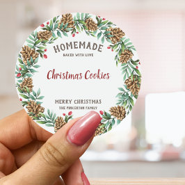 Pegatina Redonda Comida personalizada Feliz Navidad