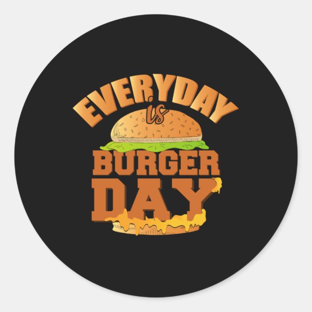 Pegatina Redonda Comida rápida hamburguesa queso divertida Coma la  (Anverso)