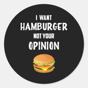 Pegatina Redonda Comida rápida hamburguesa queso Funny Foodie come 