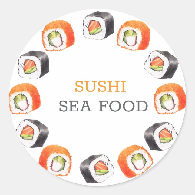 Pegatina Redonda Comida sushi japonesa (Anverso)