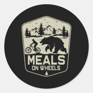 Pegatina Redonda Comidas Sobre Ruedas Ciclismo Ciclismo De Oso Mont