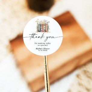 Pegatina Redonda Comienza Nuevo Capítulo Jardin de Novia con Flores