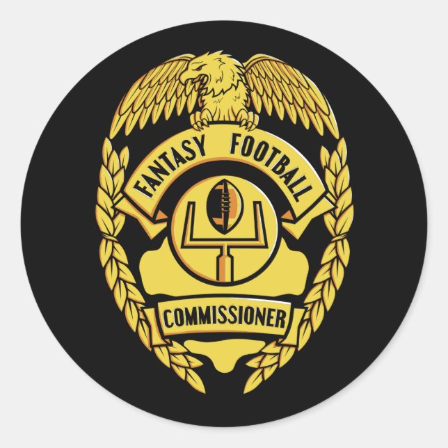 Pegatina Redonda Comisionado de Fantasía (Anverso)