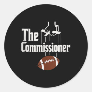 Pegatina Redonda Comisionado de Fútbol Fantasía Fiesta de Draft Ffl