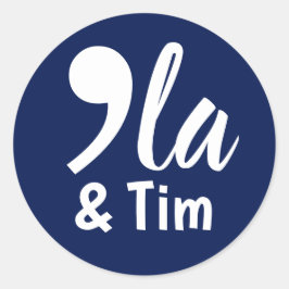 Pegatina Redonda Comma Kamala y Tim 2024