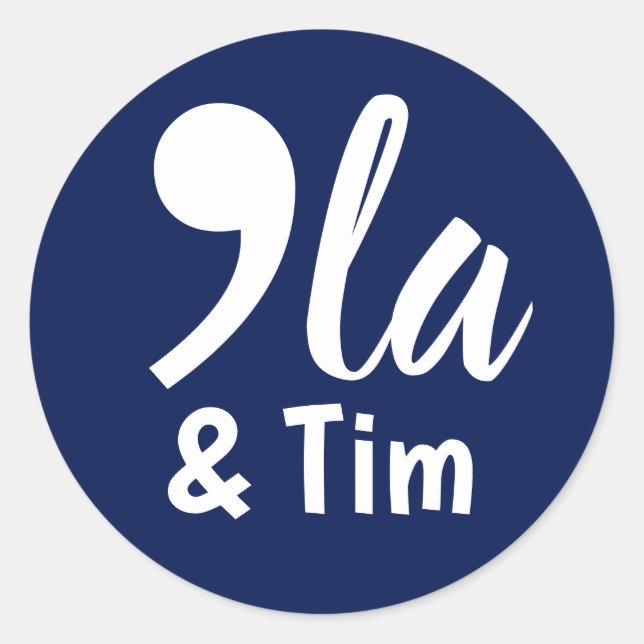 Pegatina Redonda Comma Kamala y Tim 2024 (Anverso)