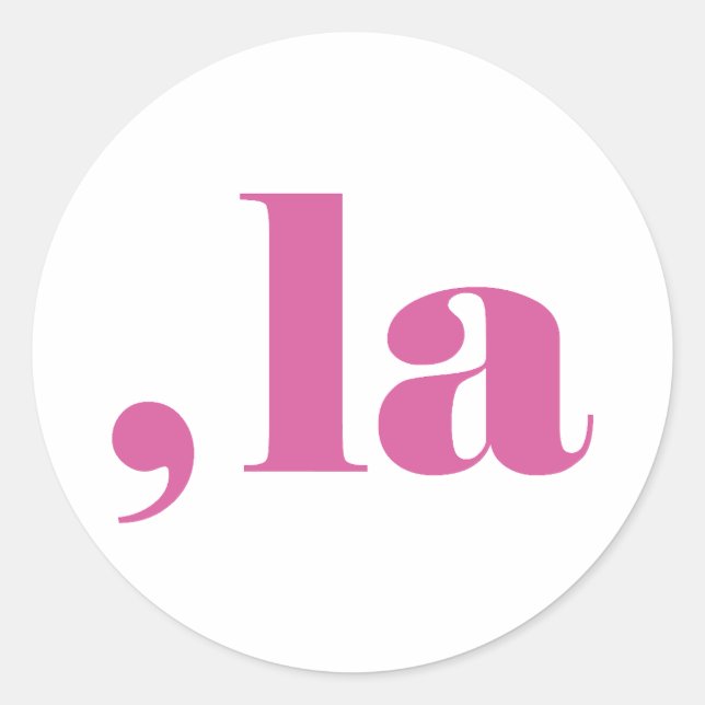 Pegatina Redonda Comma la, Kamala Harris. (Anverso)