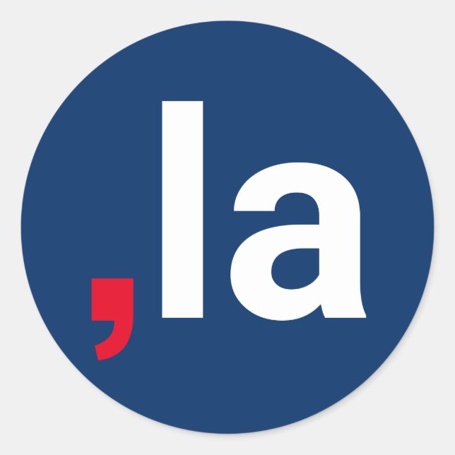 Pegatina Redonda Comma La kamala pronunciación divertida azul rojo  (Anverso)