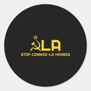 Pegatina Redonda Commie-la Kamala Harris Tim Wheimer Coach 2024 La