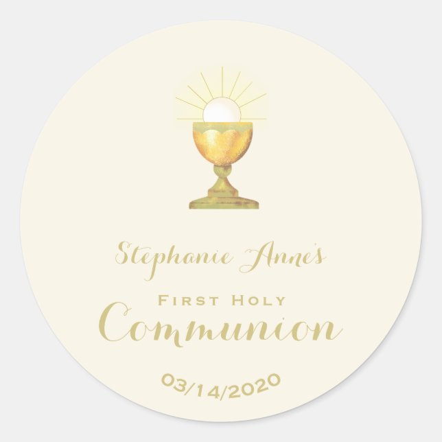 Pegatina Redonda Communion Chalice (Anverso)