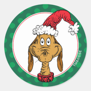 Pegatina Redonda Cómo el Grinch robó la Navidad   Max es amable