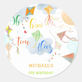 Pegatina Redonda Cómo el tiempo vuela el cumpleaños de la cometa ac