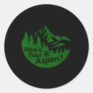 Pegatina Redonda ¿Cómo está tu divertido Aspen Colorado Esquí Esquí