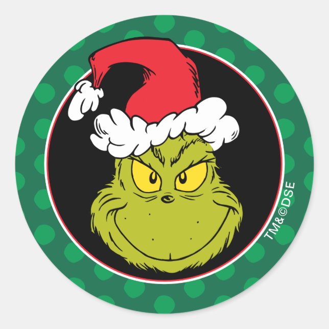 Pegatina Redonda Cómo Grinch Stole Navidades | Naughty Grinch (Anverso)