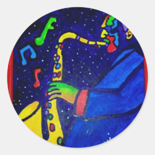 Pegatina Redonda Como hombre del jazz por Piliero