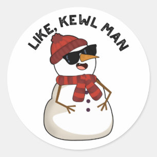 Pegatina Redonda Como Kewl Man Funny Guay Snowman Pun
