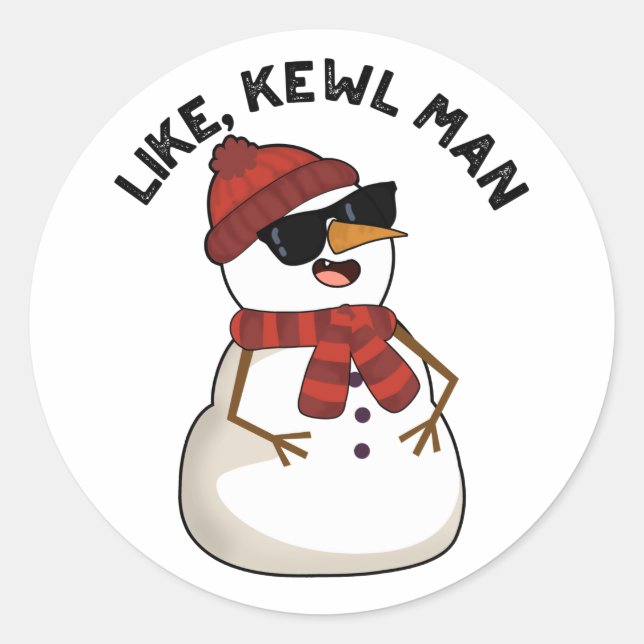Pegatina Redonda Como Kewl Man Funny Guay Snowman Pun (Anverso)