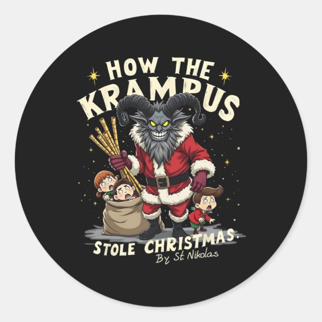 Pegatina Redonda Cómo Llegan Los Navidades De Krampus Robados (Anverso)