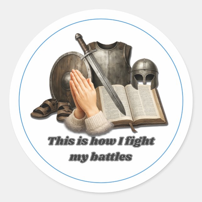 Pegatina Redonda Cómo Lucho Mis Batallas (Anverso)